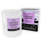 COTTAGE GARDEN - Damask Rose, Hawthorn and Violet - handmade soy candle - 200g - white glass