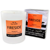 FIRESIDE - Bergamot, Frankincense and Lavender - handmade soy candle - 200g - white glass