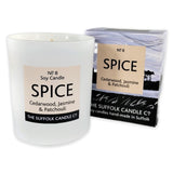 SPICE - Cedarwood, Jasmine and Patchouli - handmade soy candle - 200g - white glass