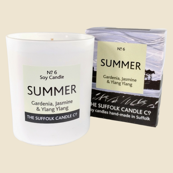 SUMMER - Gardenia, Jasmine and Ylang Ylang - handmade soy candle - 200g - white glass