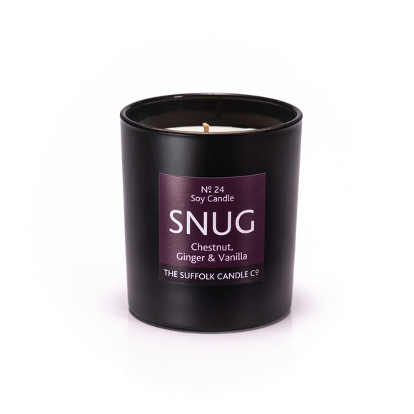 SNUG - Chestnut, Ginger and Vanilla - handmade soy candle - 200g - black glass