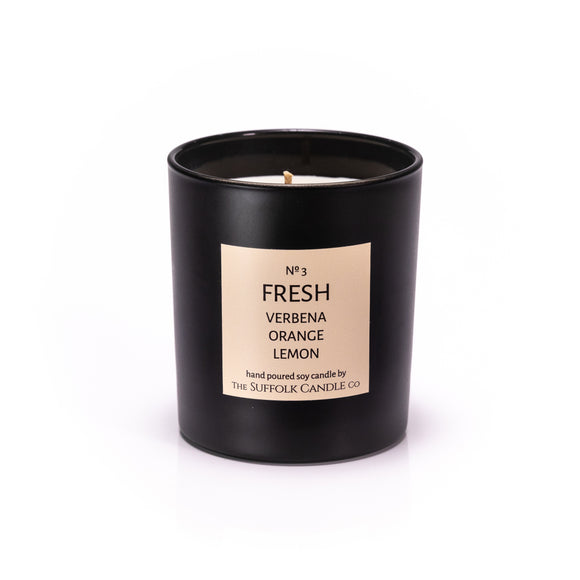 FRESH - Verbena, Orange and Lemon - handmade soy candle - 200g - black glass