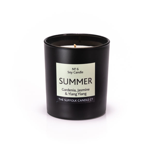 SUMMER - Gardenia, Jasmine and Ylang Ylang - handmade soy candle - 200g - black glass
