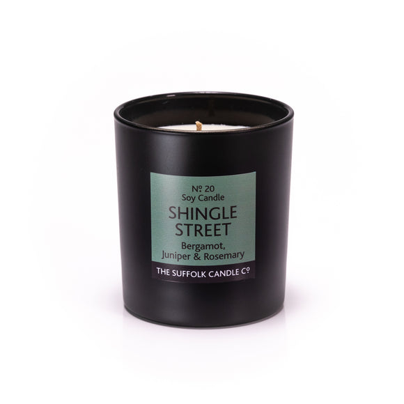 SHINGLE STREET - Bergamot, Juniper and Rosemary - handmade soy candle - 200g - black glass